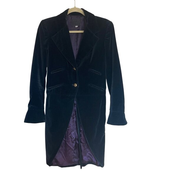 Anna Sui Vintage1990s Womens Waistcoat Size Small Black Velvet Victorian - Picture 1 of 11